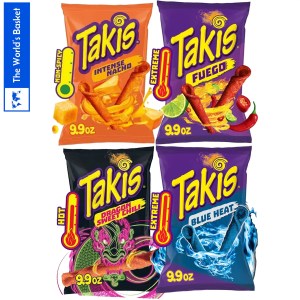 Takis Blue Heat ♦ Fuego Hot Chili Pepper ♦ Dragon Sweet Chilli ♦ Intense Nacho 9.9 oz snack