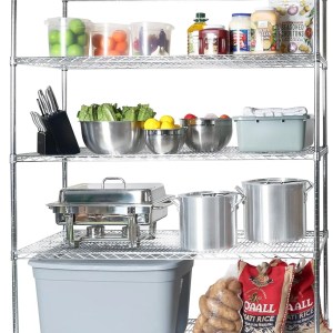 Seville Classics UltraDurable Heavy Duty NSF Solid Steel Wire Rack Storage Unit Wheels, 5-Tier Shelving