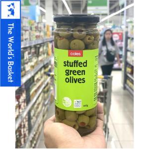 Coles Stuffed Green Olives 445g