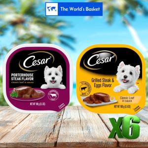 Cesar Porterhouse x6♥ Grilled Steak x6 Soft Wet Dog Food Classic Loaf in Sauce Grilled