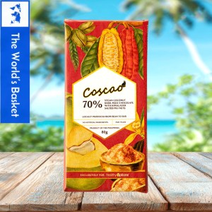 Coscao Vegan Coconut Milk Chocolate with Himalayan Salted Pili Nuts 70% Dark 80grams