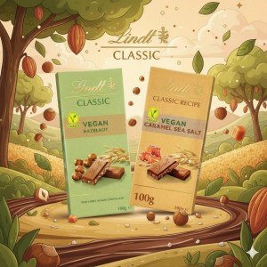 Lindt Classic Vegan Milk Chocolate Bar (100g) - Caramel Sea Salt or Hazelnut