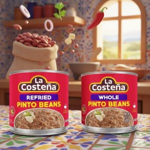 La Costeña Whole Pinto Beans 400g & Refried Pinto Beans 400g – Authentic Mexican Flavor