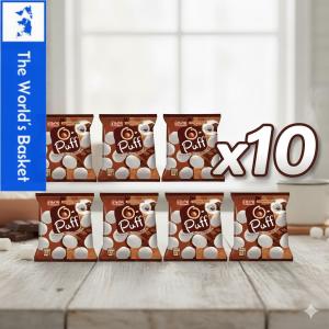Oishi O-Puff Chocolate Marshmallows – 10-Pack (0.60oz Each)  Fluffy Marshmallows Coated in Rich Chocolate