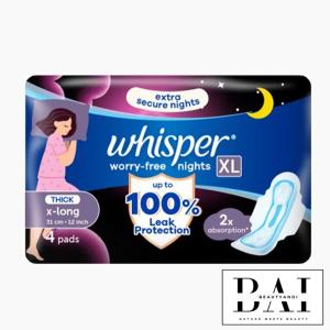 WHISPER  X-Long Overnight Wings 4 Pads 31cm [SANITARY NAPKIN] Cottony Clean Heavy Flow /