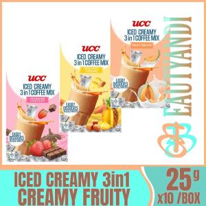 UCC 3-in-1 Iced Coffee Creamy Fruity 10s x25g (Per box) Milky Melon, Strawberry Chocolate, Pineapple Caramel - 3in1 Coffee Beverage