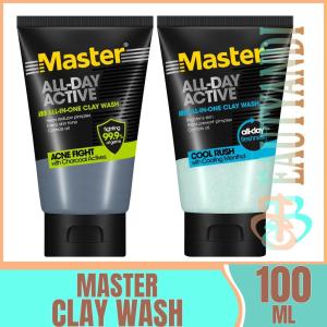 MASTER - All day Active All in one Clay Wash ( Acne fight w/Charcoal Activities, Cool rush w/Cooling Mentol) facial Wash For men