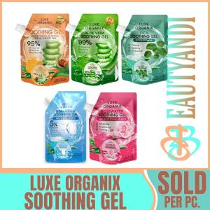 LUXE ORGANIX  Soothing Gel ( Cica, Aloe Vera, Aloe vera & Snail, Rosewater, hyaluron) for Face and Body | 100ml Sachet