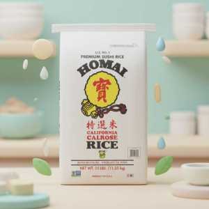 Homai 11.35kg calrose medium Grain White Rice Premium California Calrose Sushi Rice - Medium Grain, 25 Lb Bulk Bag