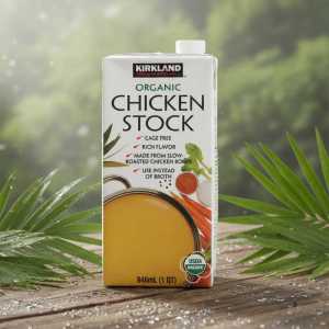 Kirkland Signature Organic Chicken Stock, Cage Free, Rich Flavor, 946 Ml (1 Qt)