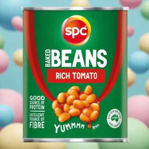 Spc Baked Beans Rich Tomato Sauce 425g, Protein & Fibre Source | Australian Made.