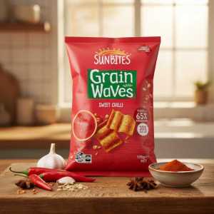 Sunbites Grain Waves Wholegrain Sweet Chilli Chips 170g Bag | 65% Less Saturated Fat Snack