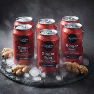 Signature Select Ginger Beer Soda, Non-alcoholic Beverage Can - Pack of 6