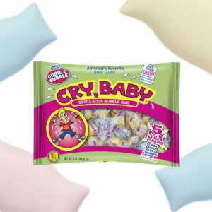 Dubble Bubble Cry Baby Extra Sour Bubble Gum Assortment, 5 Extreme Fruit Flavors, 12 Oz Bag