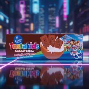 Tostakids Family Cacao Cocoa Biscuits | Chocolate Cookies for Kids' Breakfast & Snacks