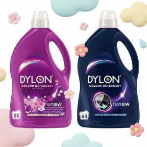 Dylon Colour Detergent Renew Liquid Laundry Detergent, 60 Washes, Twin Pack (purple Floral & Blue Xl)