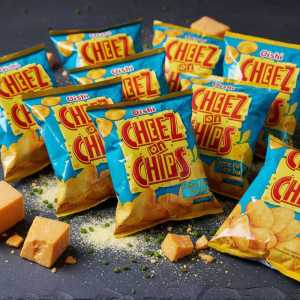 Oishi Cheez on Chips | Savory Cheese Flavored Corn Snack Bag | Crunchy Crisps