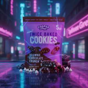 Cooper Street Mini Twice Baked Cookies 510g Brownie Chocolate Crunch Flavor, Crunchy Dessert Snacks, 5 Oz