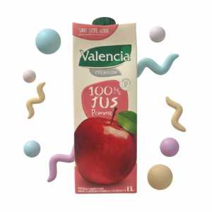 Valencia 100% Apple Juice (jus Pomme) - Pure Fruit Beverage - 1 Liter Carton