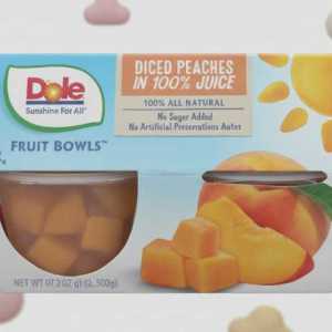 Dole Diced Peaches Fruit Bowls & light in 100% Juice, No Sugar Added, Healthy Snack Cups