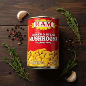 Ram Canned Mushrooms Pieces & Stems Champignons - 400g (14.1 Oz) Can