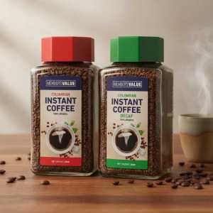 Our Family Value Colombian Instant Coffee 8oz - Regular & Decaf Jars