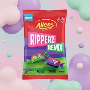 Allen's Ripperz Remix Chewy apple intense grape 150g Lollies Candy Bag - New Assorted Australian Confectionery