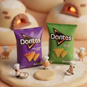Doritos Tortilla Chip Bundle: Chilli Heatwave (green) and Flamin' Hot Tangy Cheese (purple) Flavors