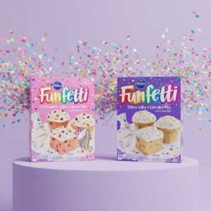 Pillsbury Funfetti Cake & Cupcake 432g Mix Strawberry | Yellow cake with Sprinkles