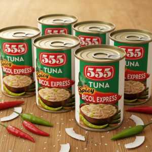 555 Tuna Spicy Bicol Express Canned Fish, Authentic Filipino Flavor, Ready-to-eat