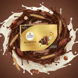 Ferrero Rocher Moments Chocolate Assortment Gift Box - 16 Pieces Premium Hazelnut Pralines