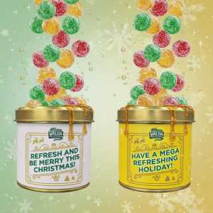 Festive Christmas Gift Tins Set (2-pack): Yellow & White Metal Canisters with Gold Lids | Holiday Cookie & Snack Storage