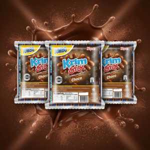Jumbo Krim Stix Chocolate Flavored Cream Paste - 25 Pcs Snack Pack chocolate sticks flavored cream