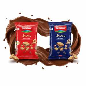 Loacker Minis Wafers - Napolitaner (hazelnut) & Cremkakao (cocoa) - 20 Count Each