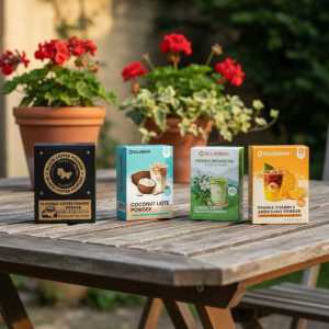 Instant Drink Mix Variety Pack - Ginger Black Sugar Tea, Coconut Milk Powder, Matcha Latte, Honey Lemon Powder