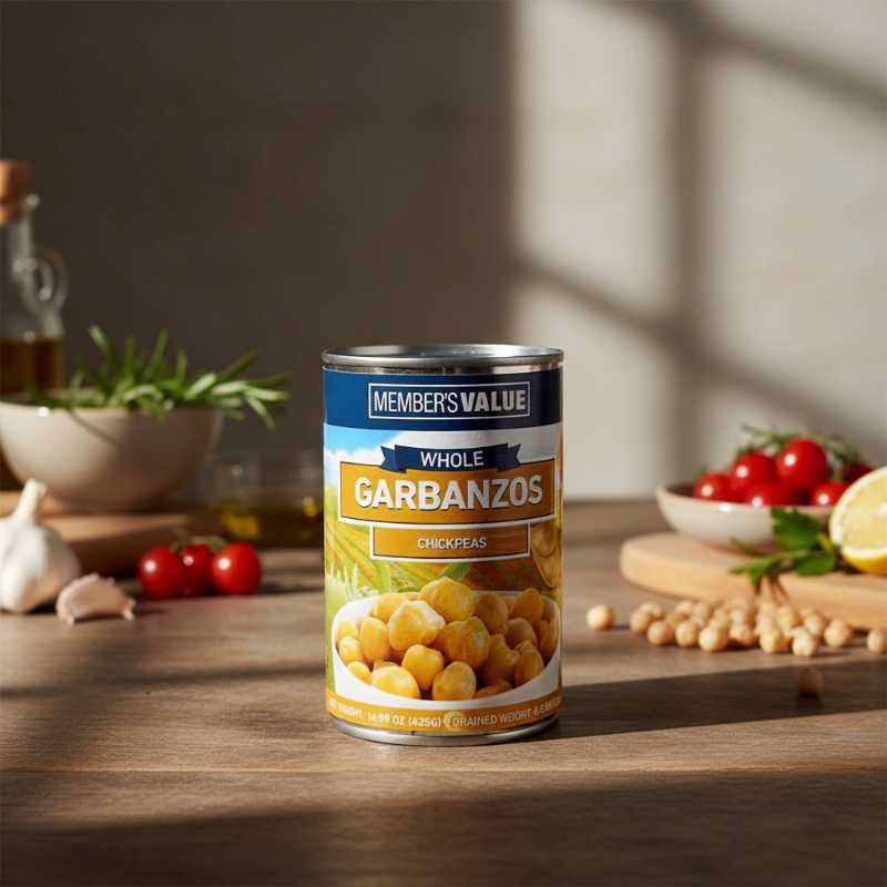 Member's Value Whole Garbanzos (chickpeas) 425g PAck of 4 - Canned, Ready to Eat - Image 3