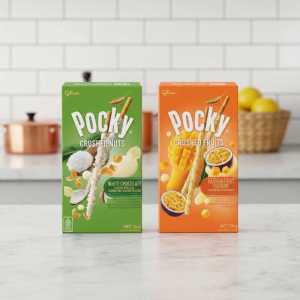 Glico Pocky Variety Pack: Crushed Nuts White Chocolate & Crushed Fruits Passion Fruit Yogurt Bundle