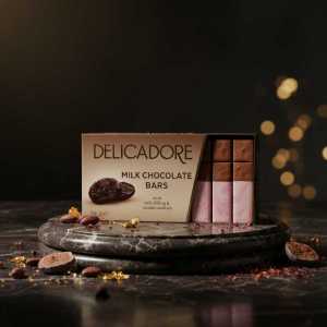 Delicadore Milk Chocolate Bars with Nut Filling, 200g Box