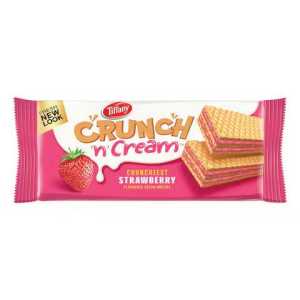 Tiffany Crunch N' Cream Strawberry Wafers - Crispy & Creamy Biscuits Snack