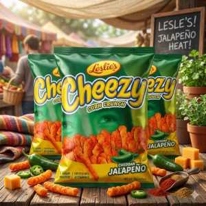 Leslie Cheezy Cheddar Jalapeno 70g (3Packs) Snacks