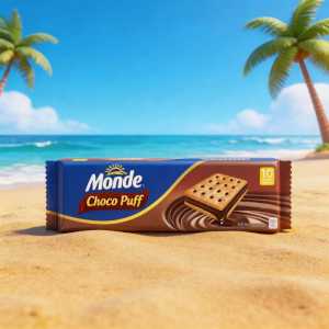 Monde Choco Puff Chocolate-filled Puffed Biscuits, 230g