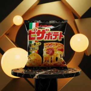 Calbee Japanese Pizza Potato Chips - Thick-cut Ridged Snacks with Real Cheese Bits