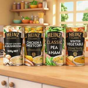 Heinz Classic Soup Variety Pack - Creamy Chicken & Mushroom, Chicken & Sweetcorn, Pea & Ham (520g Cans)