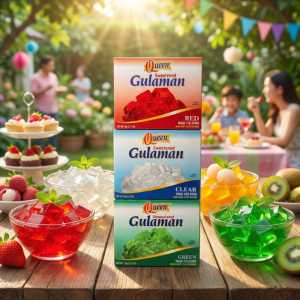 Queen Sweetend Gulaman 90g (3packs) -Green , Clear, Red baking needs