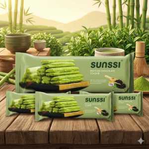 Sunssi Matcha Chocolate Wafers - Crispy Green Tea Snack Bars (multi-pack) - Pack of 3