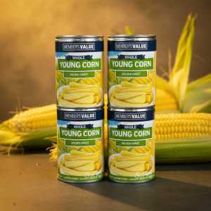 Members Value Whole Young Corn, Golden Sweet Canned Vegetables