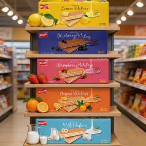 Bissin Wafer 100g (3 Packs Inside ) -Milk, Orange, Strawberry, Blueberry, And Lemon