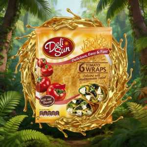 Deli Sun Tomato Wraps - 6 Pack Savory Tortilla Wraps Made with Real Tomato