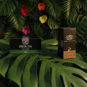 Gold Leaf Premium Tea - Green Tea with Jasmine (25 Bags) & White Tea with Lychee