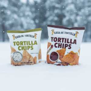 Casa De Tortilla Sour Cream x3• Barbeque x3 Crunchy Corn Tortilla Chips